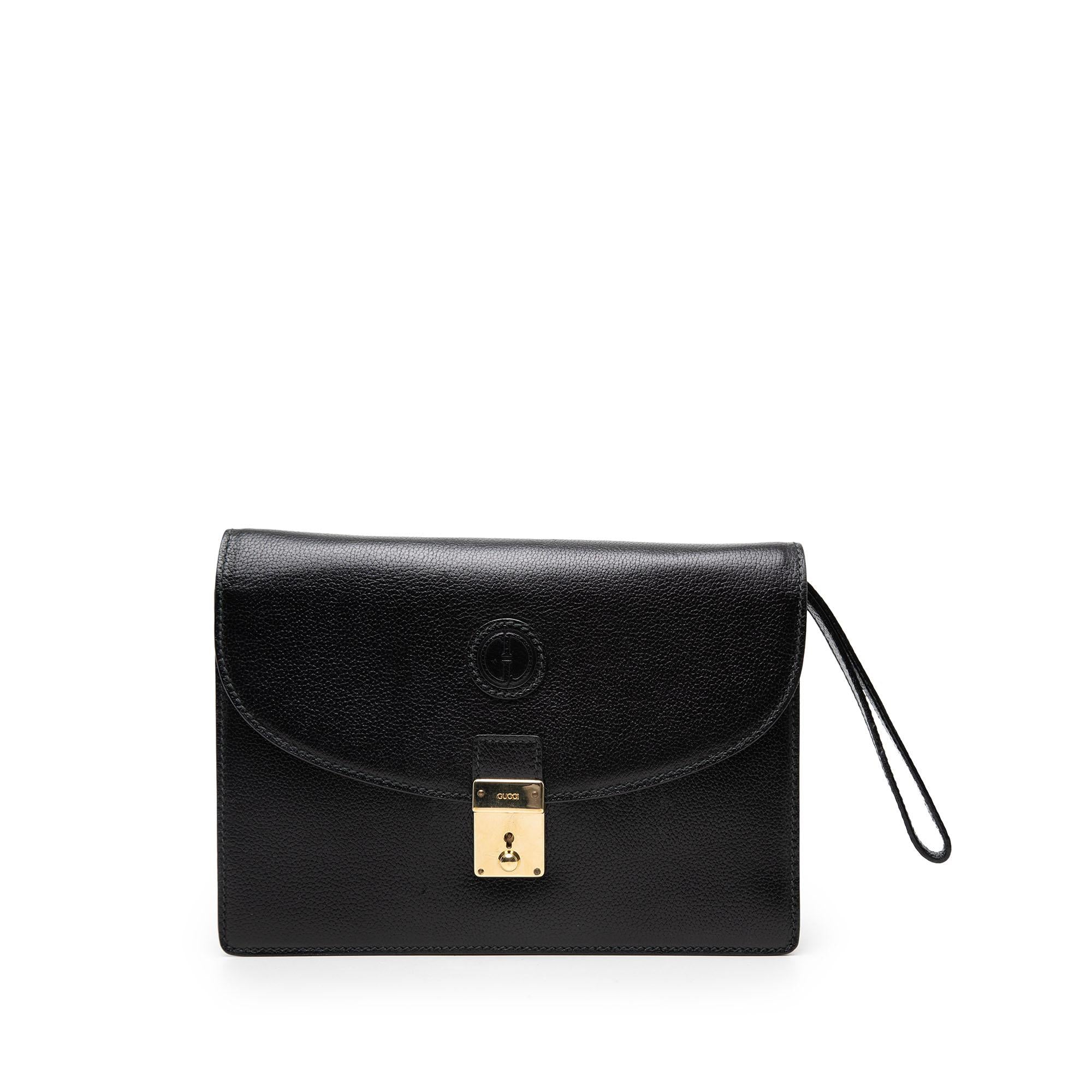 Gucci Calfskin Interlocking G Padlock Wristlet Clutch