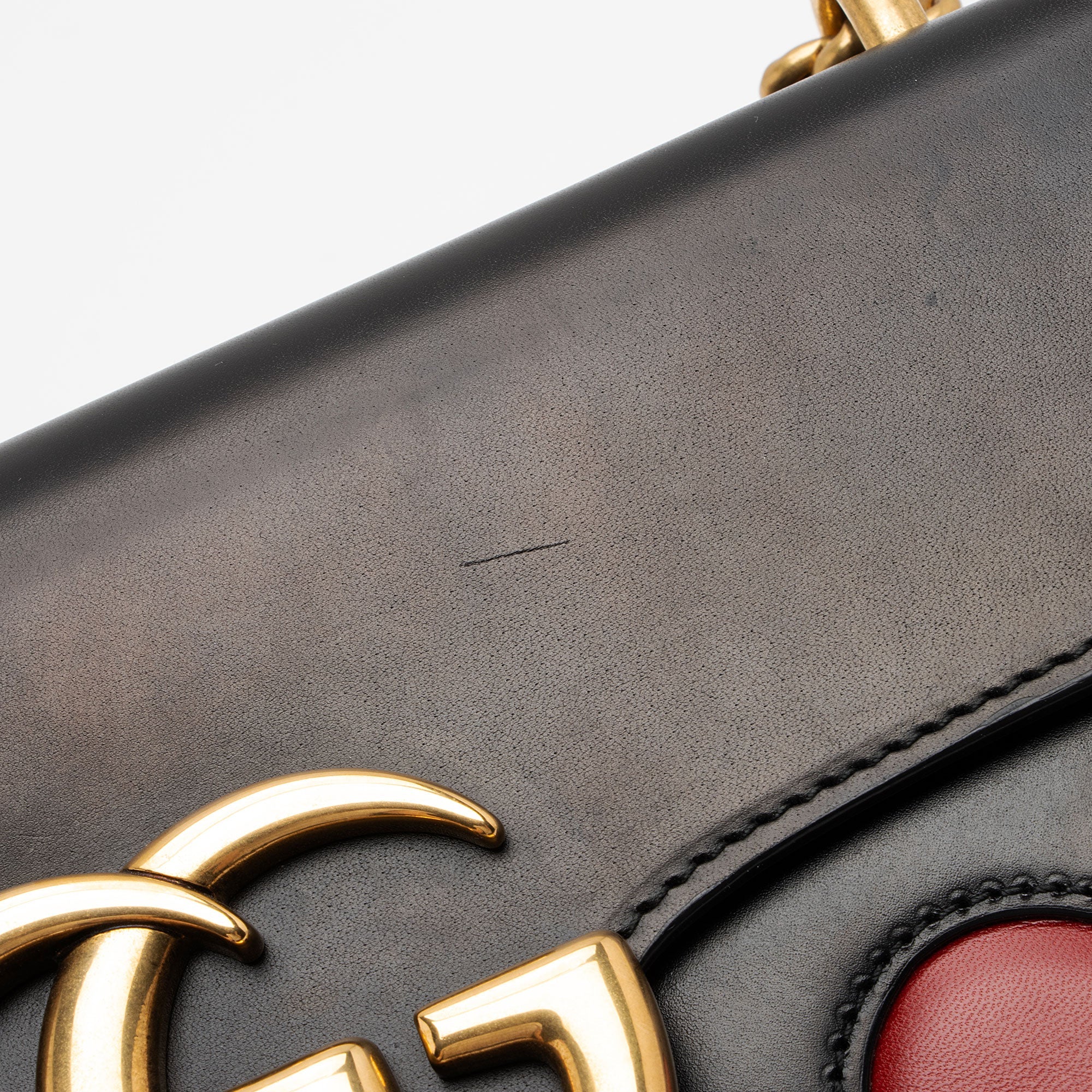 Gucci Calfskin Malaga Kid Heart GG Marmont Medium Flap Bag