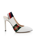 Gucci Calfskin Web Bee Sylvie Slingback Pumps - Size 6.5 / 36.5 (SHF-hhqF0r)