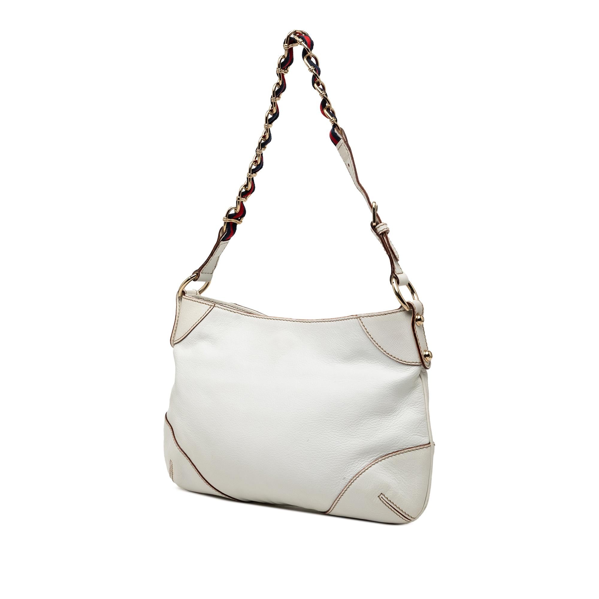 Gucci Calfskin Web Capri Ranch Kid Shoulder Bag