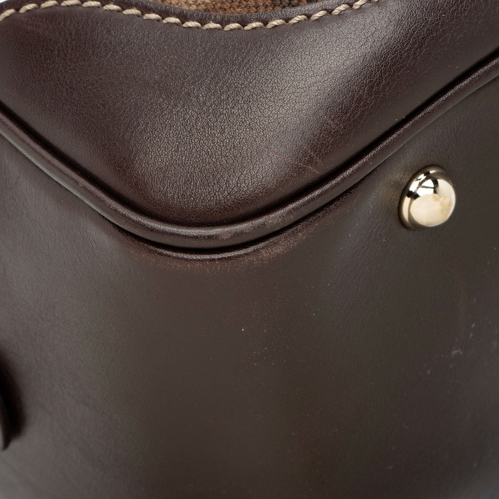 Gucci Horsebit Canvas Bamboo Satchel