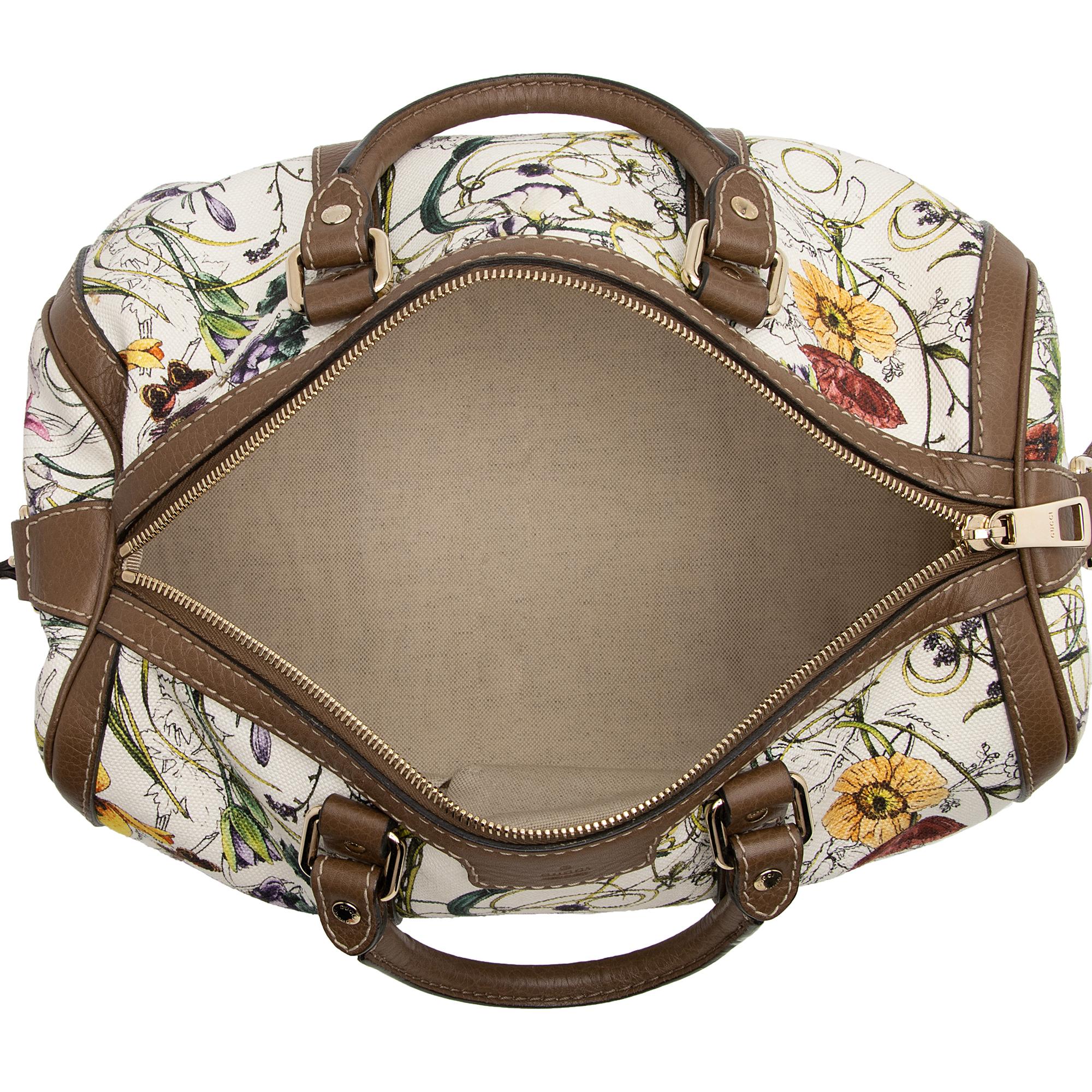 Gucci Canvas Flora Joy Convertible Medium Boston Bag (SHF-FIW9Ce)