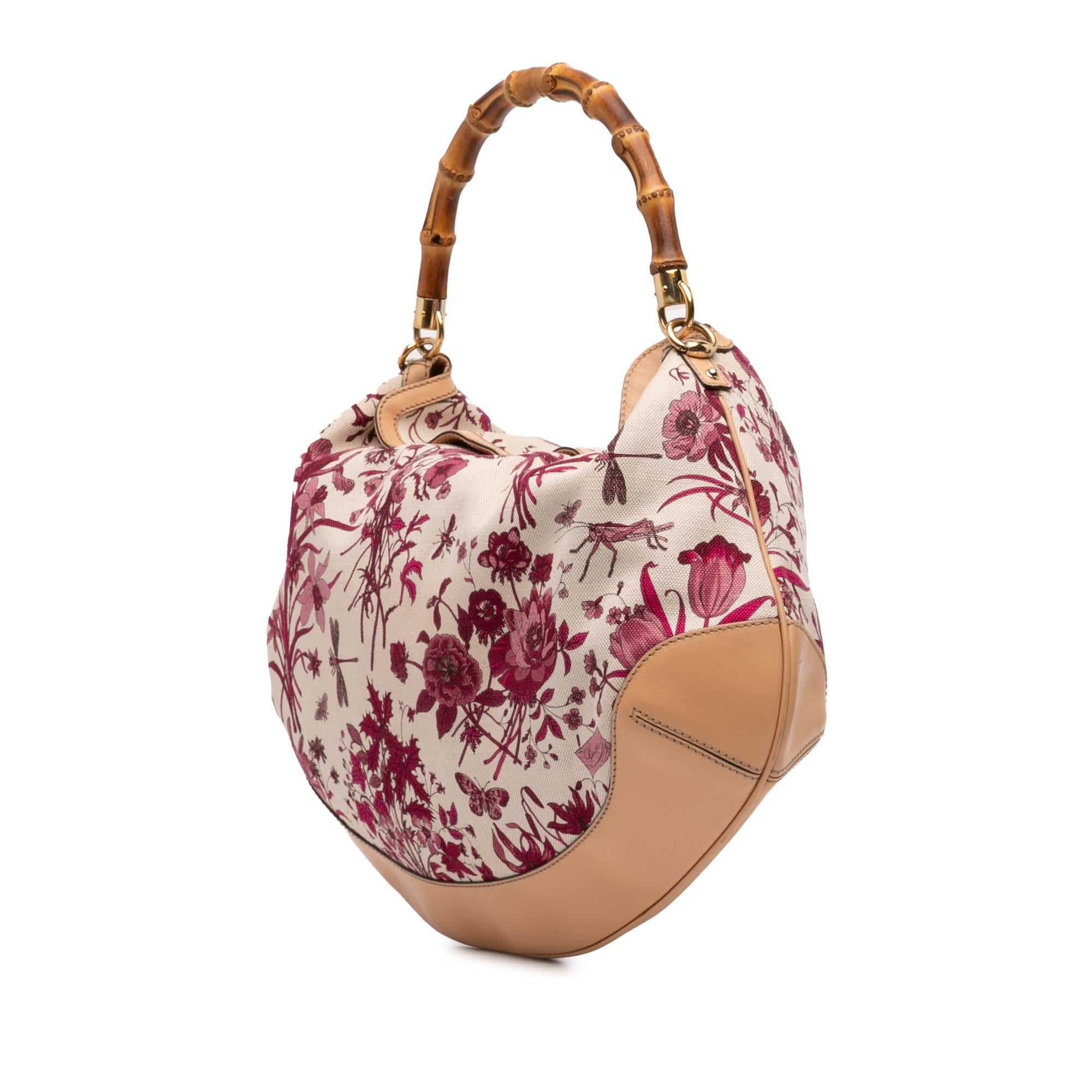 Gucci Canvas Floral Peggy Bamboo Hobo