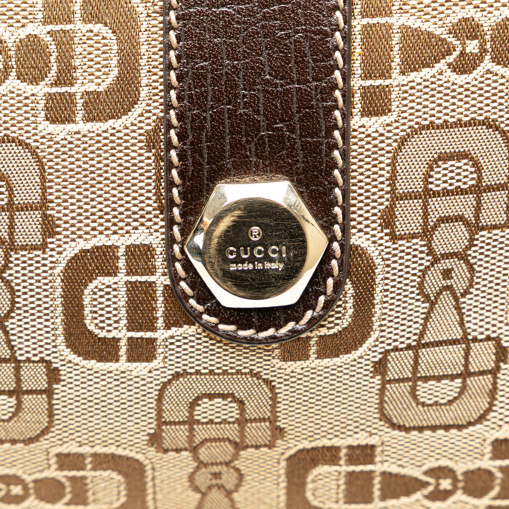 Gucci Canvas Horsebit Charmy Boston Bag