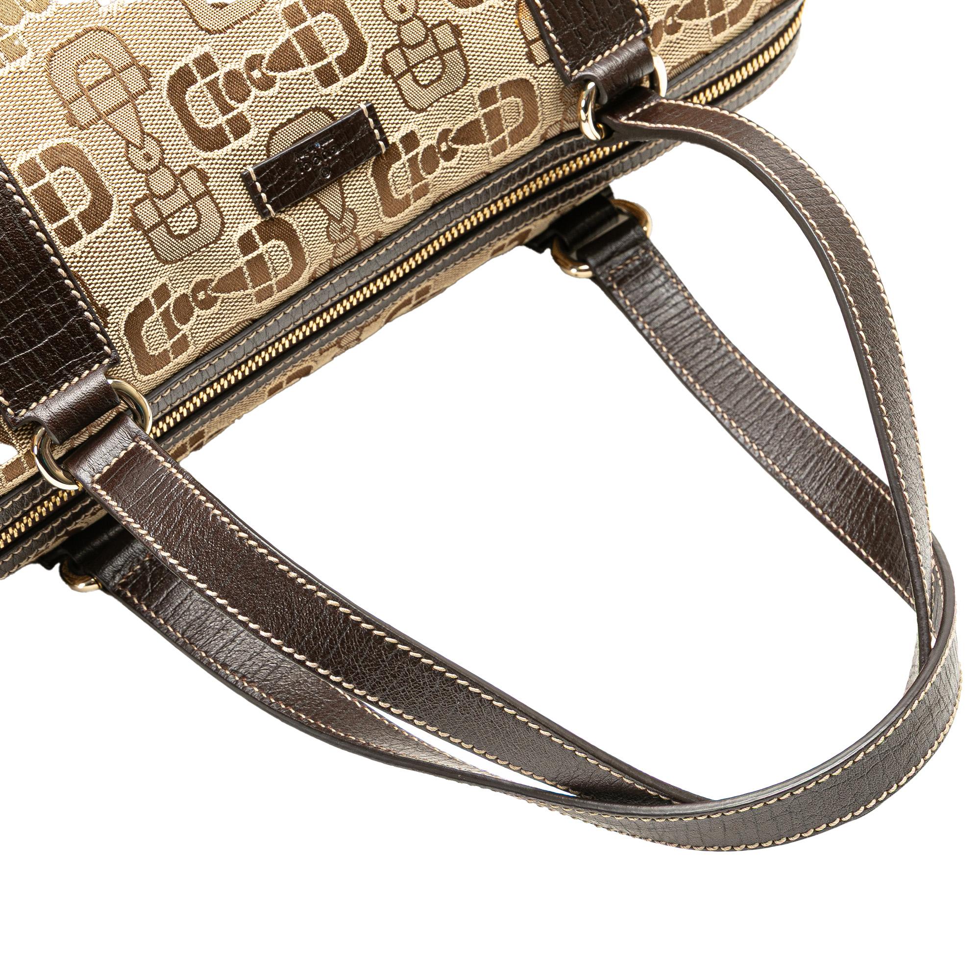 Gucci Canvas Horsebit Charmy Boston Bag