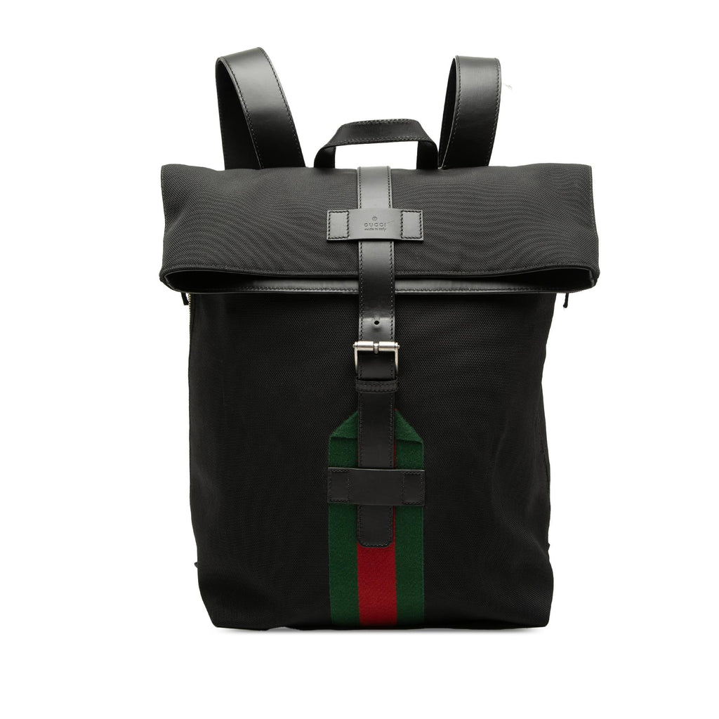 Gucci Canvas Techno Web Fold Over Backpack