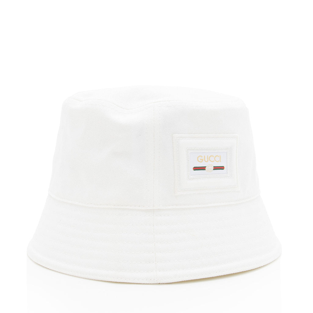 Gucci Cotton Embossed Logo Bucket Hat - Size M