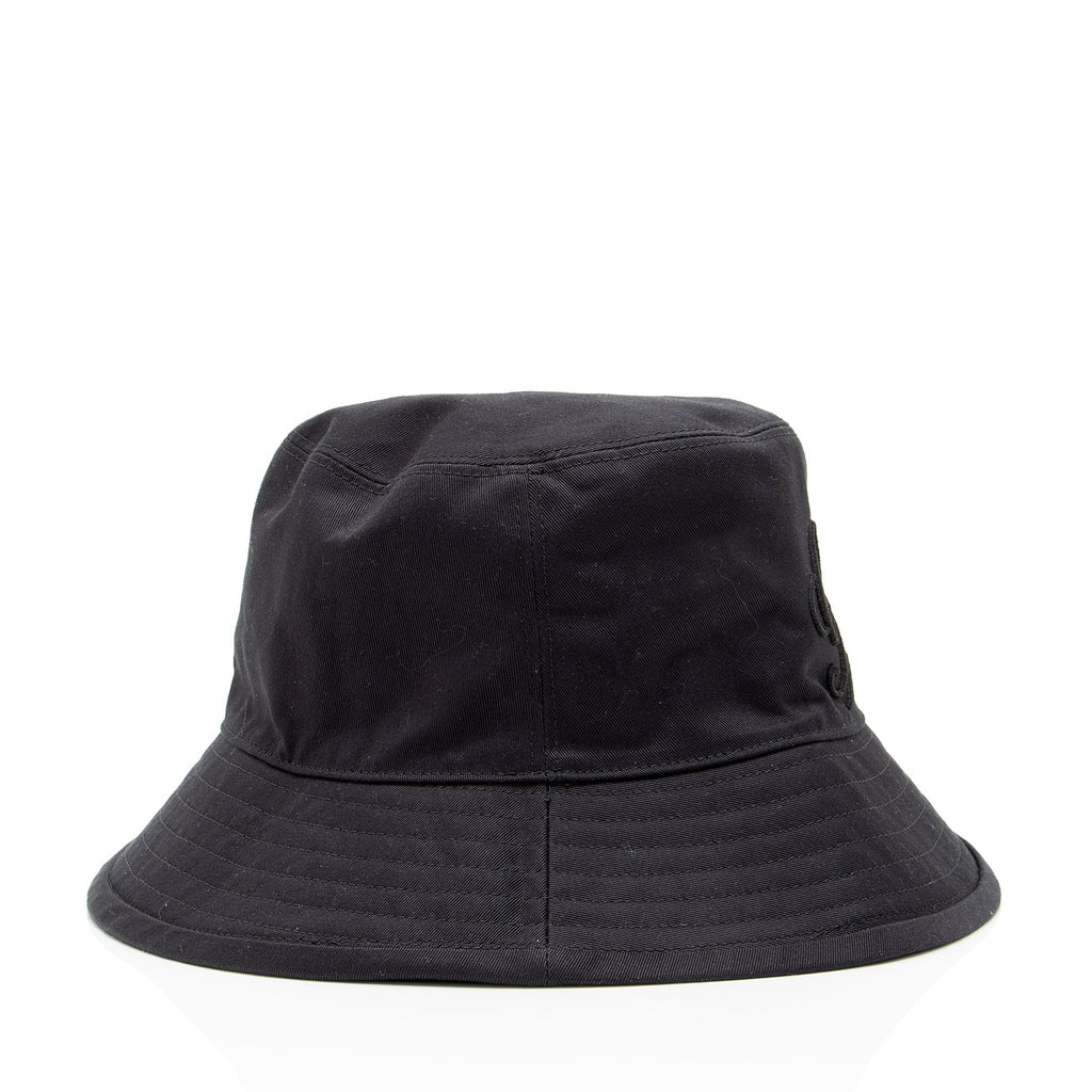 Gucci Cotton Embroidered Script Logo Bucket Hat - Size M