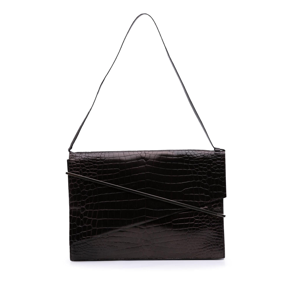 Gucci Croc Embossed Leather Broadway Envelope Shoulder Bag