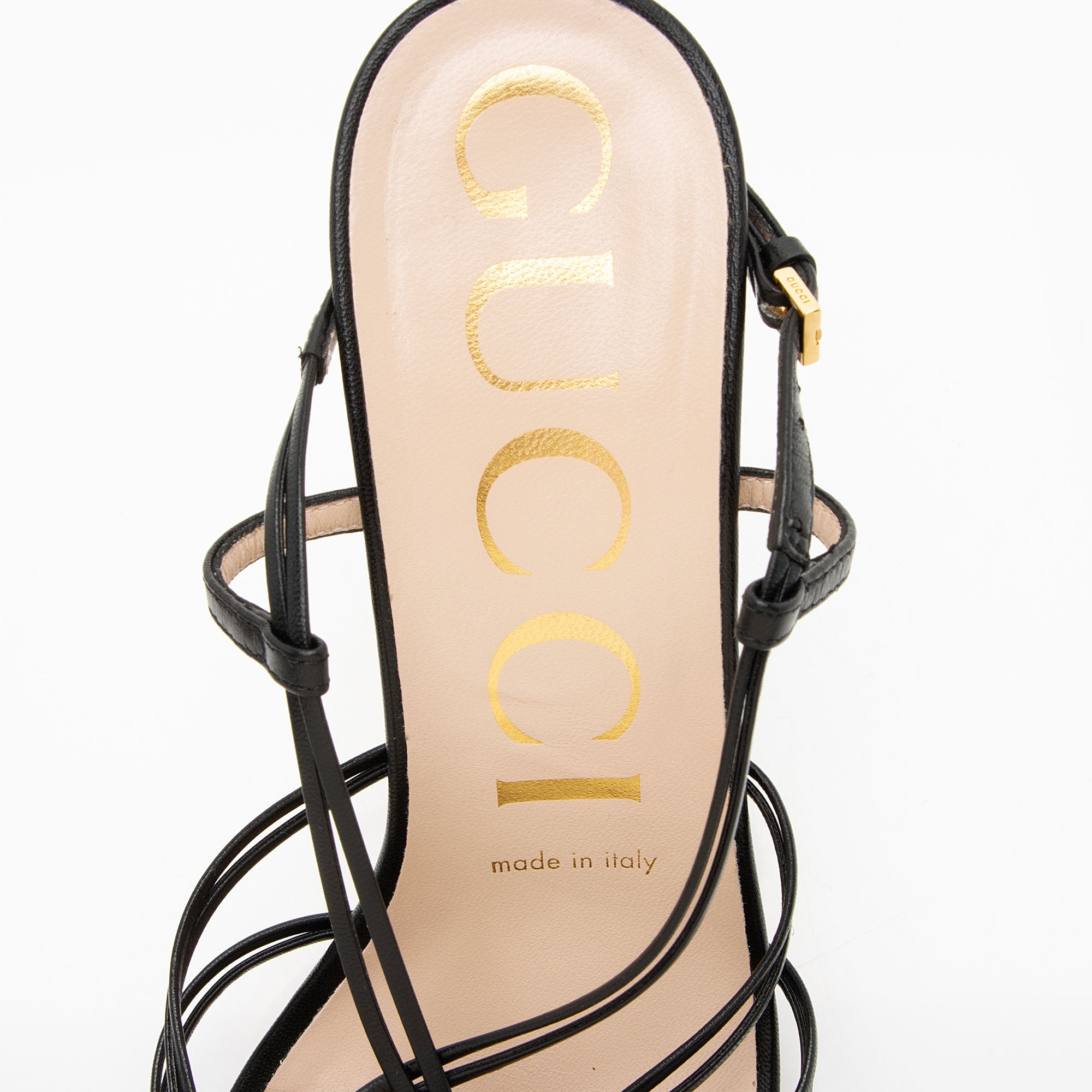 Gucci Calfskin Crystal Isa Interlocking G Sandals - Size 8.5 / 38.5