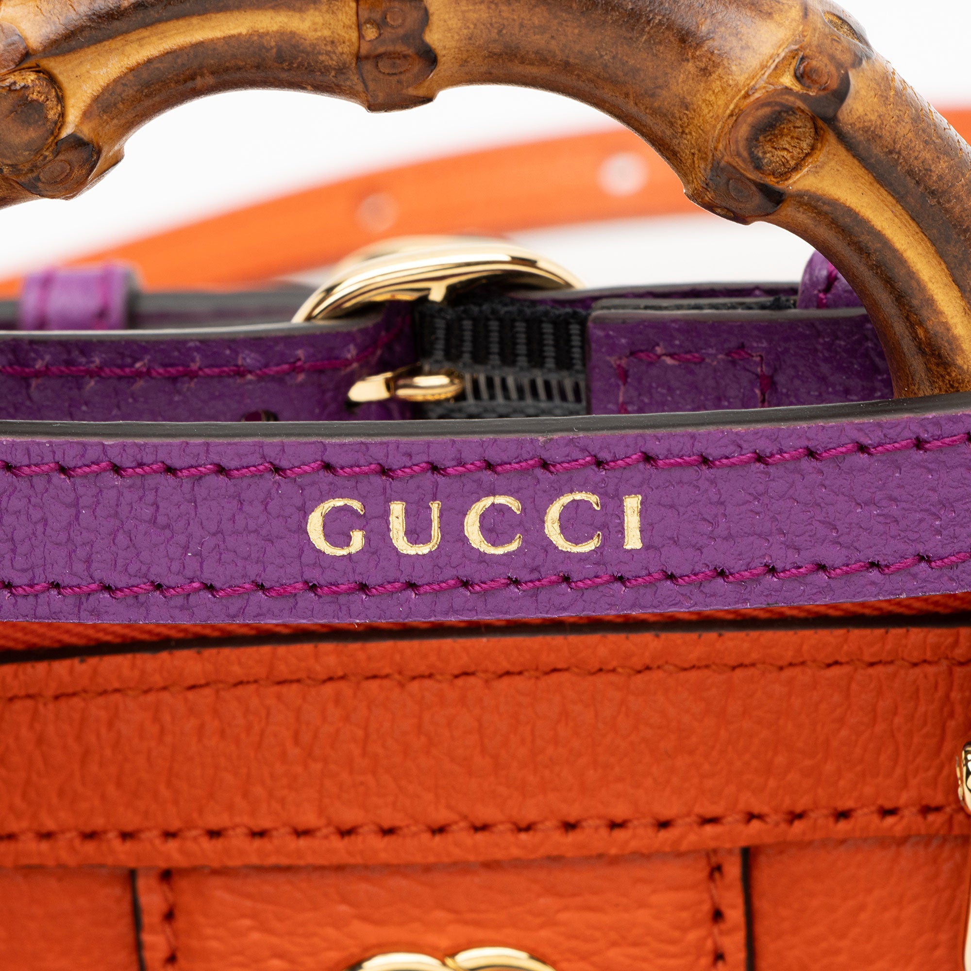 Gucci Cuir Leather Bamboo Diana Dome Mini Satchel