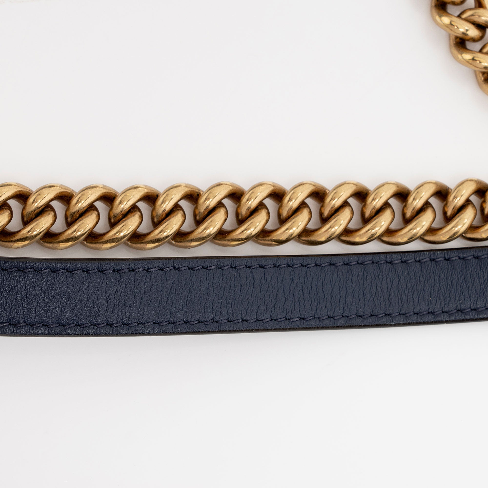 Gucci Denim Matelasse Pearl GG Marmont Small Flap Bag (SHF-JQgdk7)