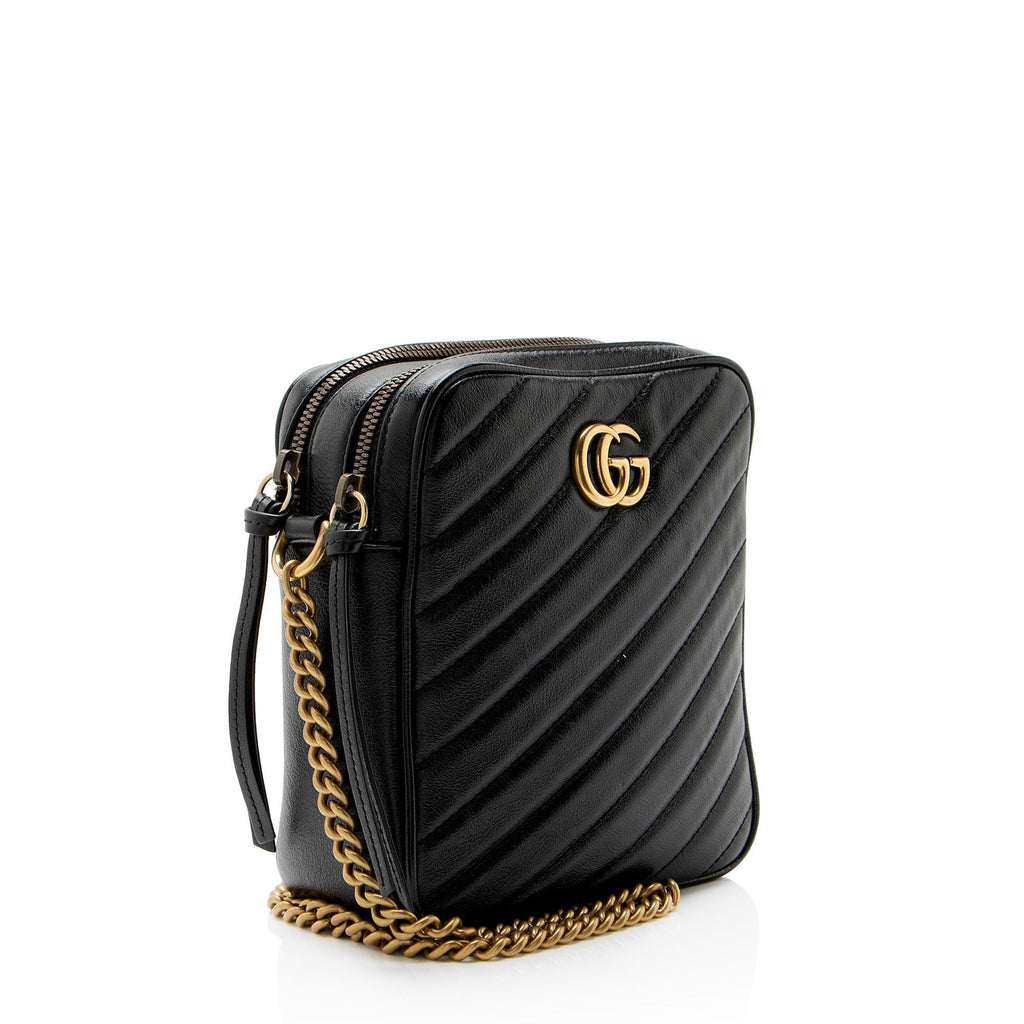 Gucci Diagonal Matelasse Leather GG Marmont Rectangular Mini Shoulder Bag