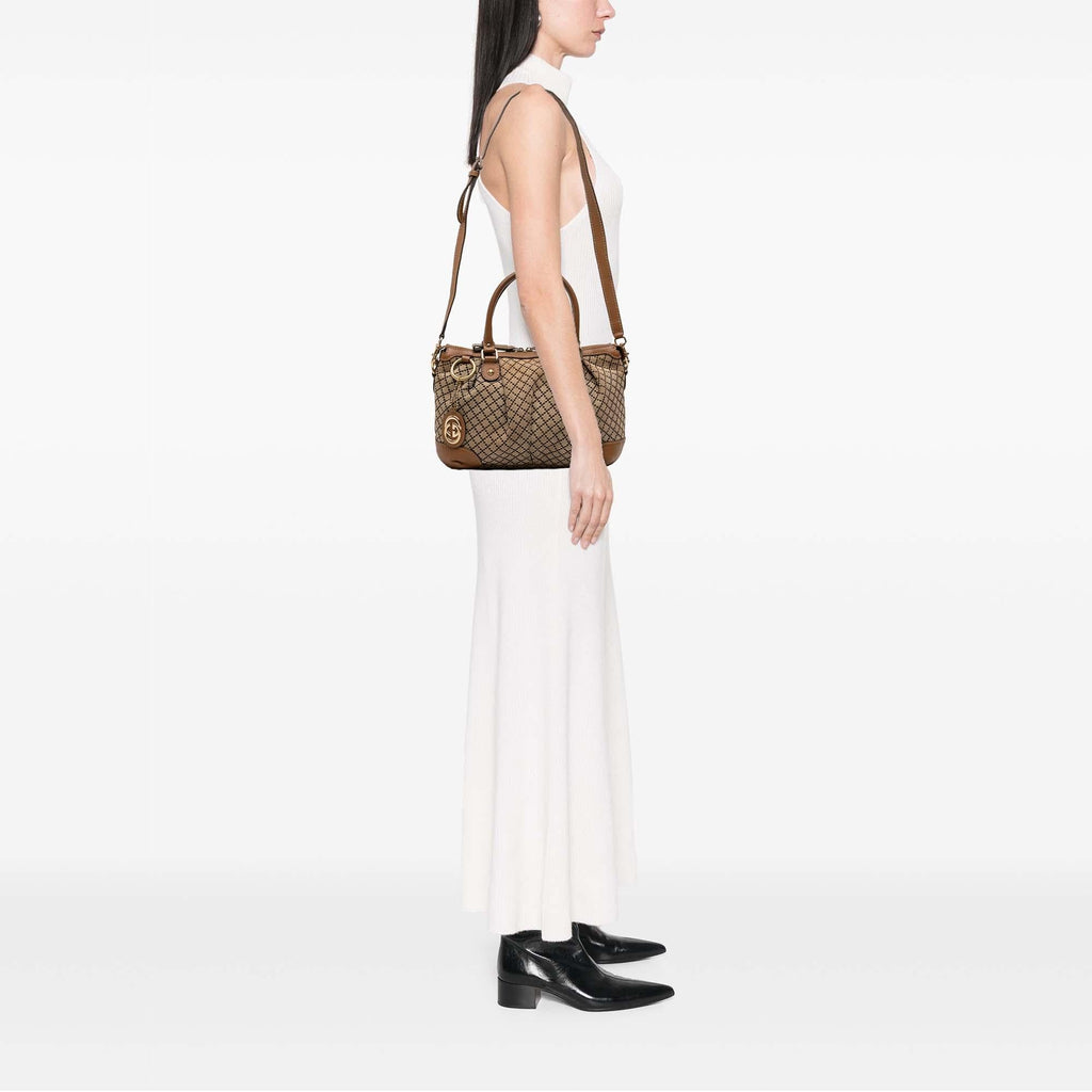 Gucci Diamante Canvas Sukey Satchel
