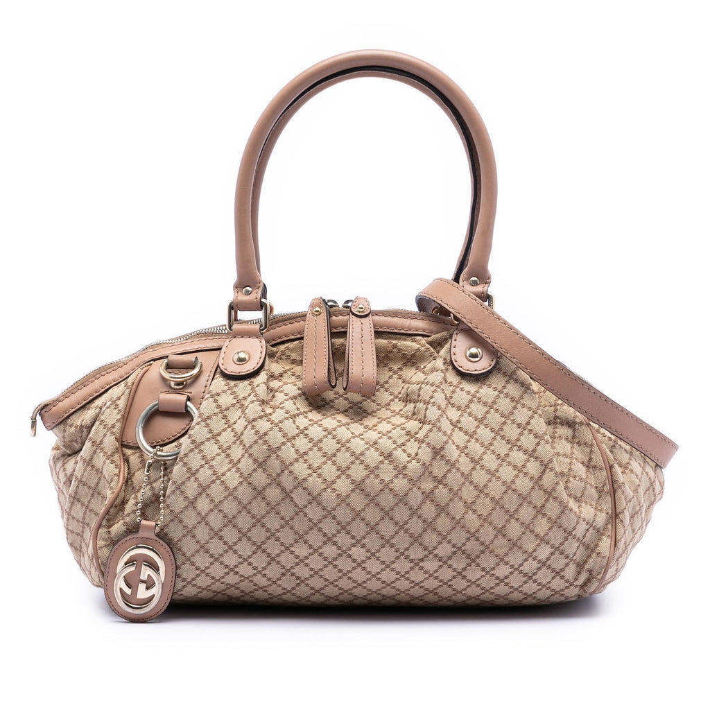 Gucci Diamante Canvas Sukey Satchel