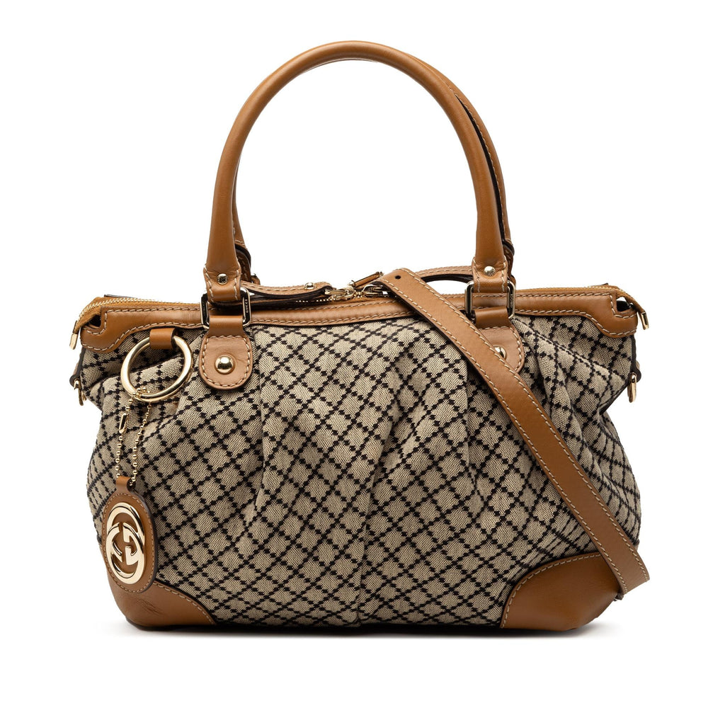 Gucci Diamante Canvas Sukey Satchel