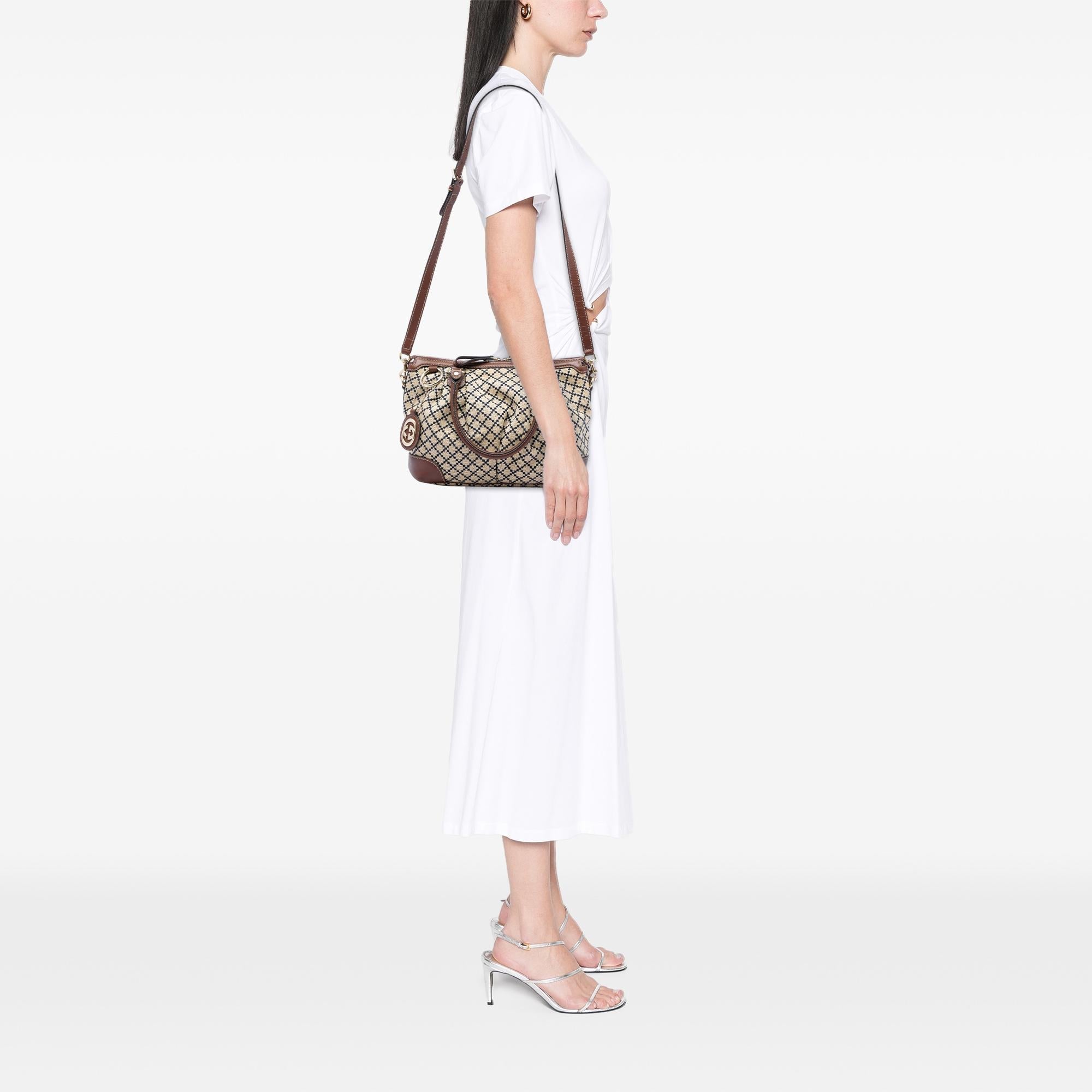 Gucci Diamante Canvas Sukey Satchel