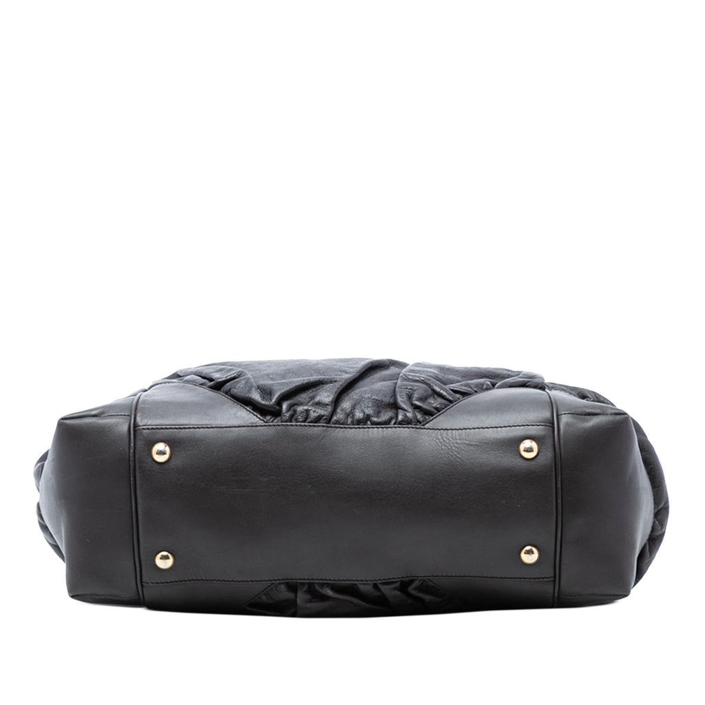 Gucci Embossed Leather Horsebit Full Moon Tote