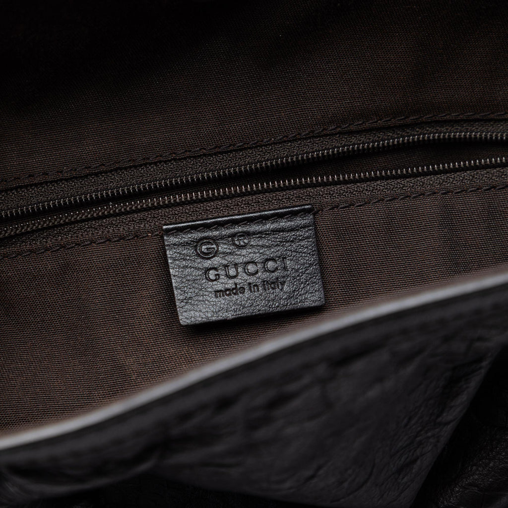 Gucci Embossed Leather Horsebit Full Moon Tote