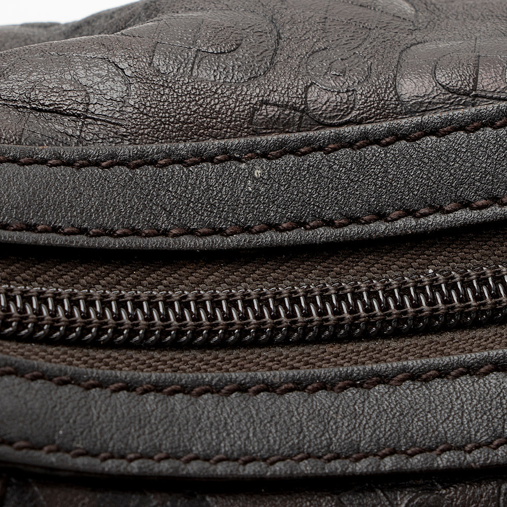 Gucci Embossed Leather Horsebit Large Hobo - FINAL SALE (SHF-19047)