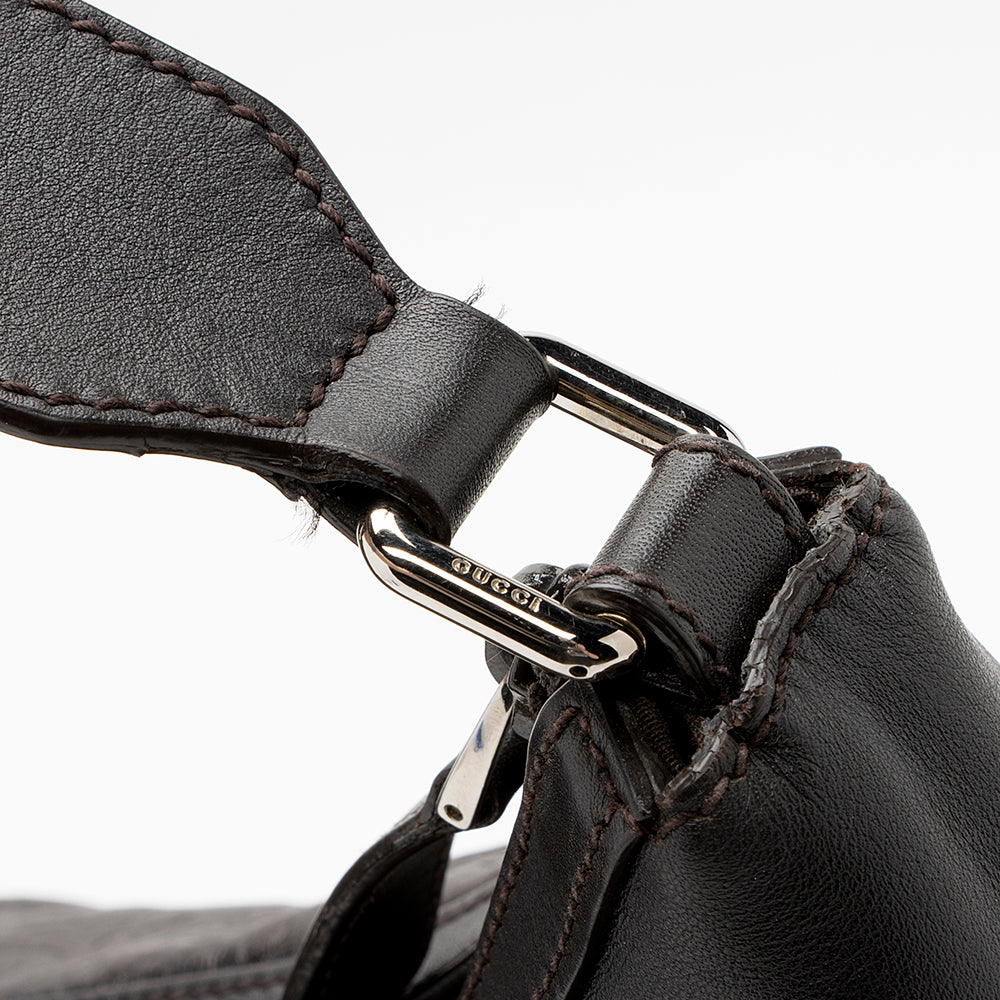 Gucci Embossed Leather Horsebit Large Hobo - FINAL SALE (SHF-19047)