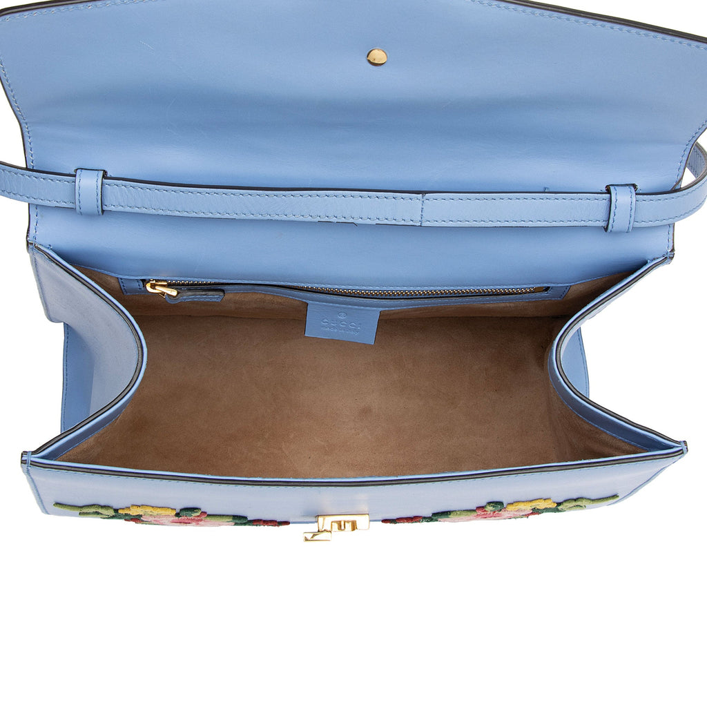 Gucci Embroidered Leather Floral Sylvie Top Handle Bag (SHF-7G6W1J)