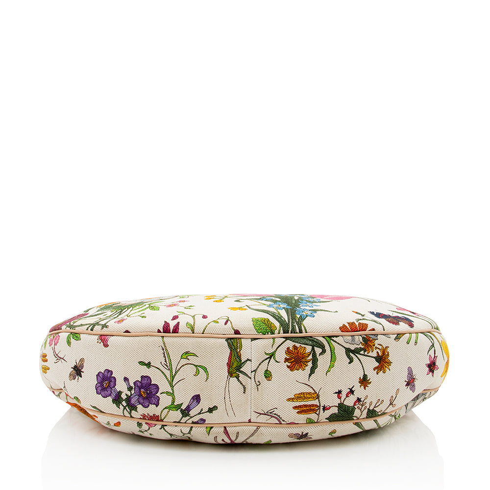 Gucci Flora Bamboo Half Moon Medium Hobo (SHF-19663)