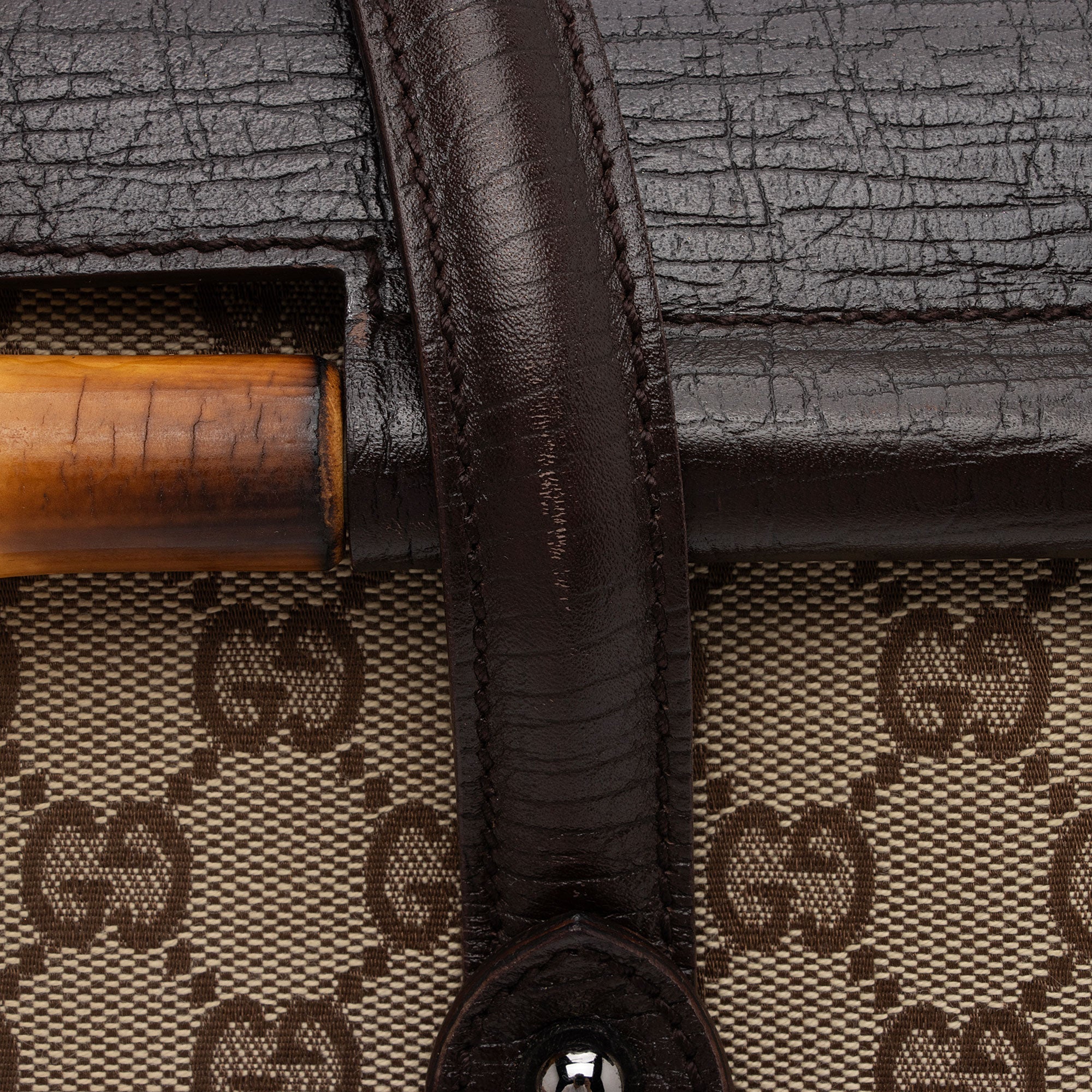 Gucci GG Canvas Bamboo Bullet Medium Satchel (SHF-6OHkiG)