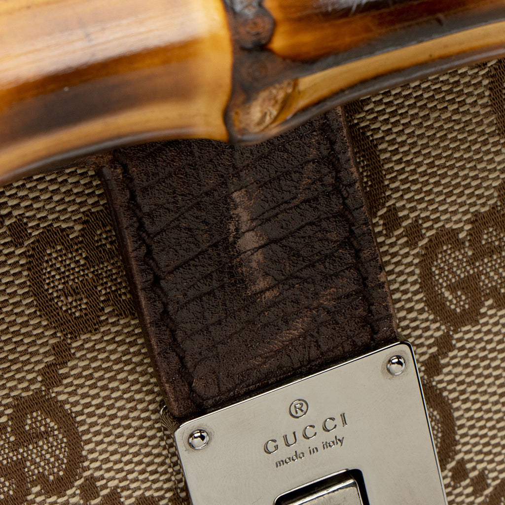 Gucci GG Canvas Bamboo Bullet Medium Satchel (SHF-QsKk05)