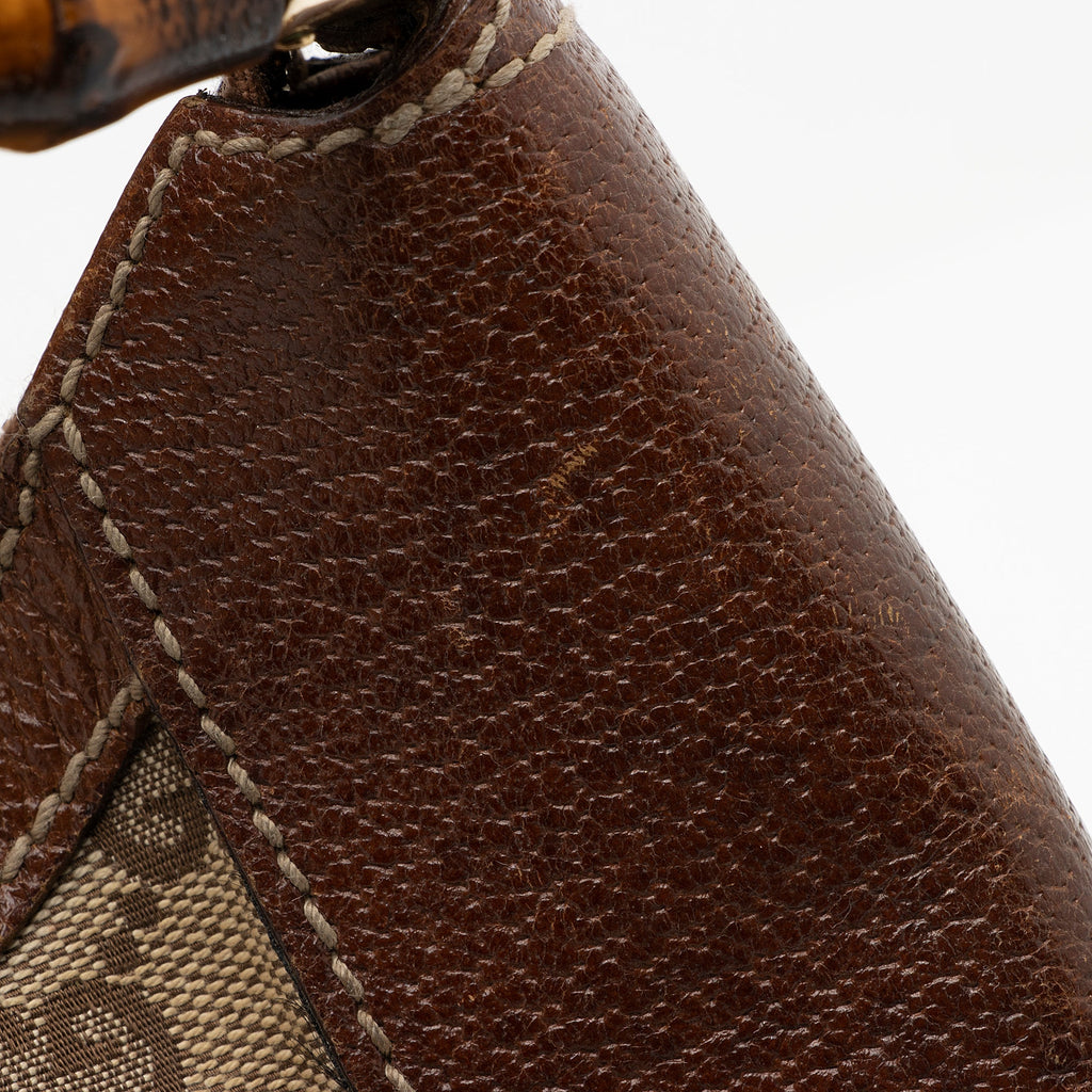 Gucci GG Canvas Bamboo Half Moon Medium Hobo (SHF-23738)
