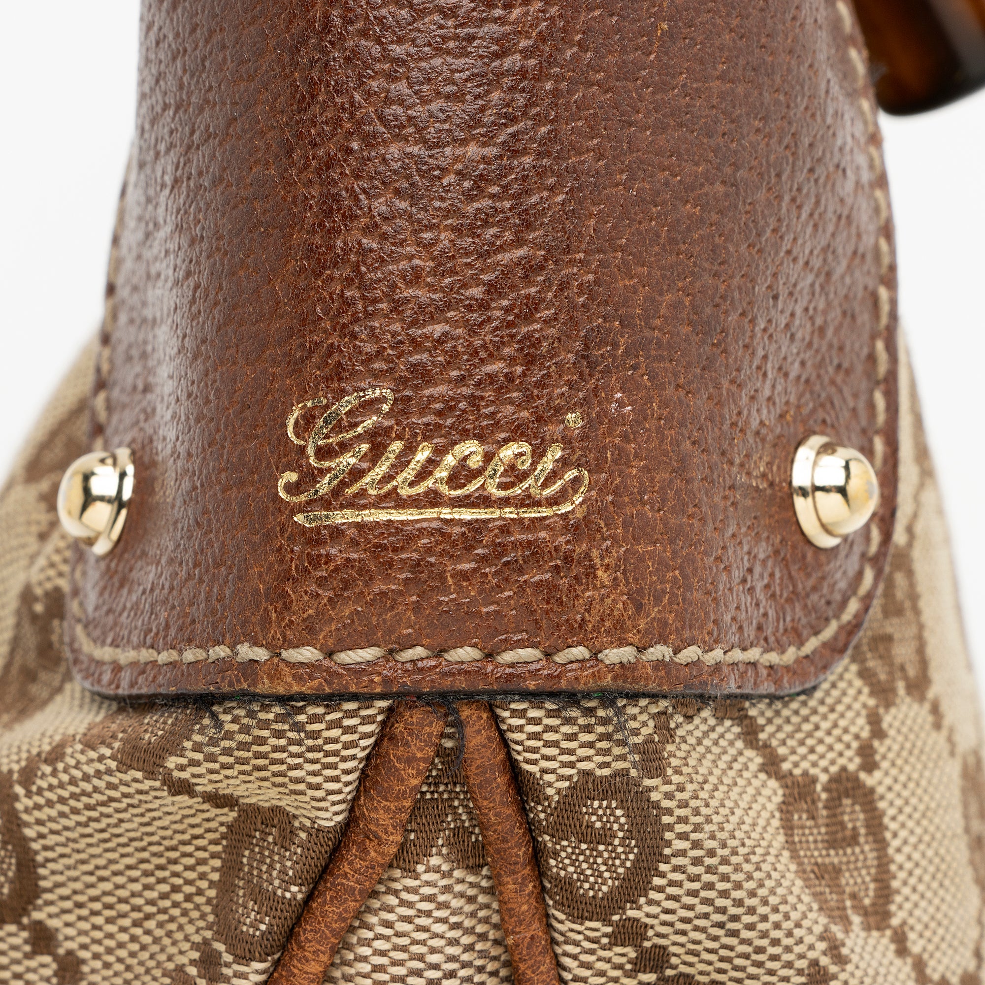 Gucci GG Canvas Bamboo Half Moon Medium Hobo (SHF-23738)