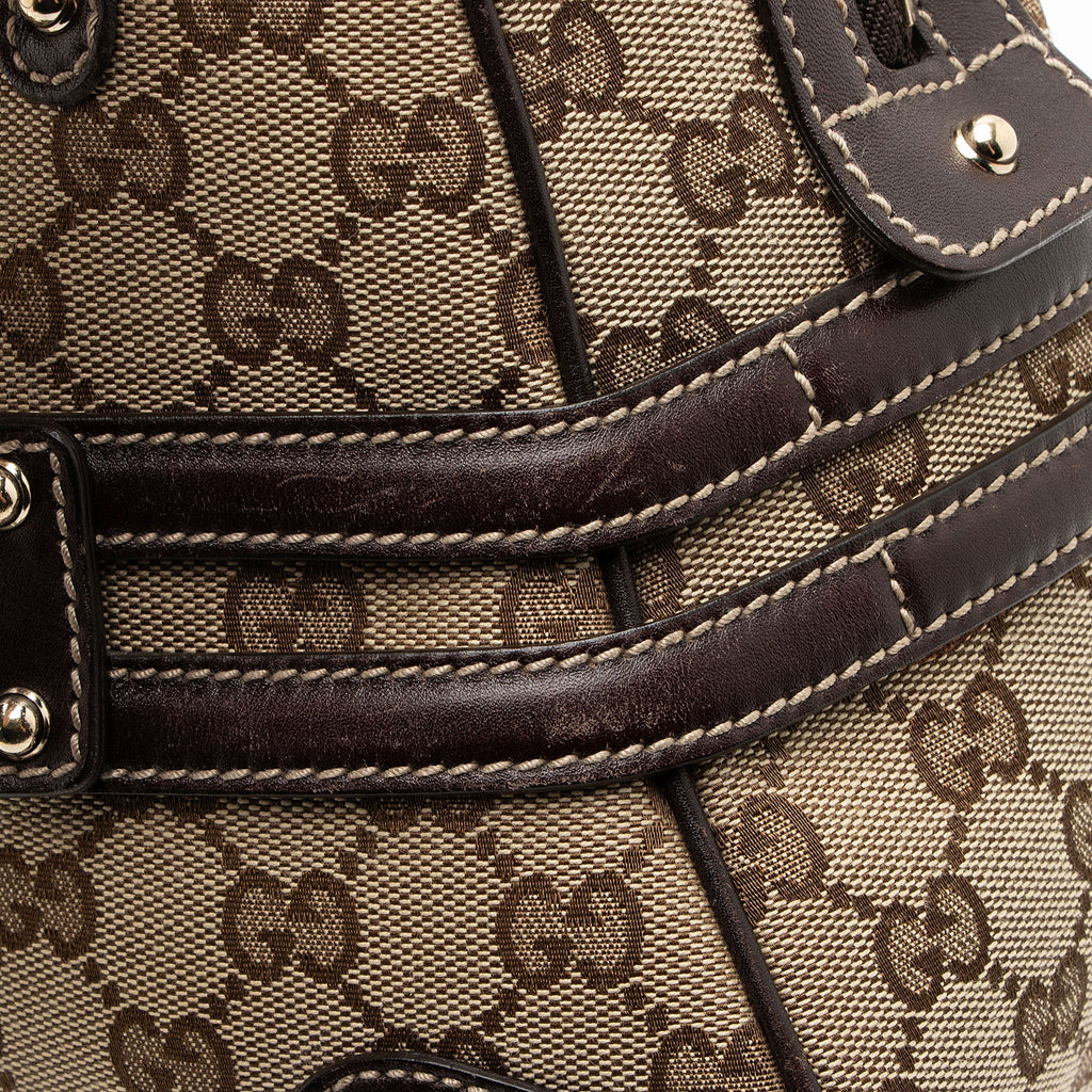 Gucci GG Canvas Bamboo Horsebit Wave Satchel