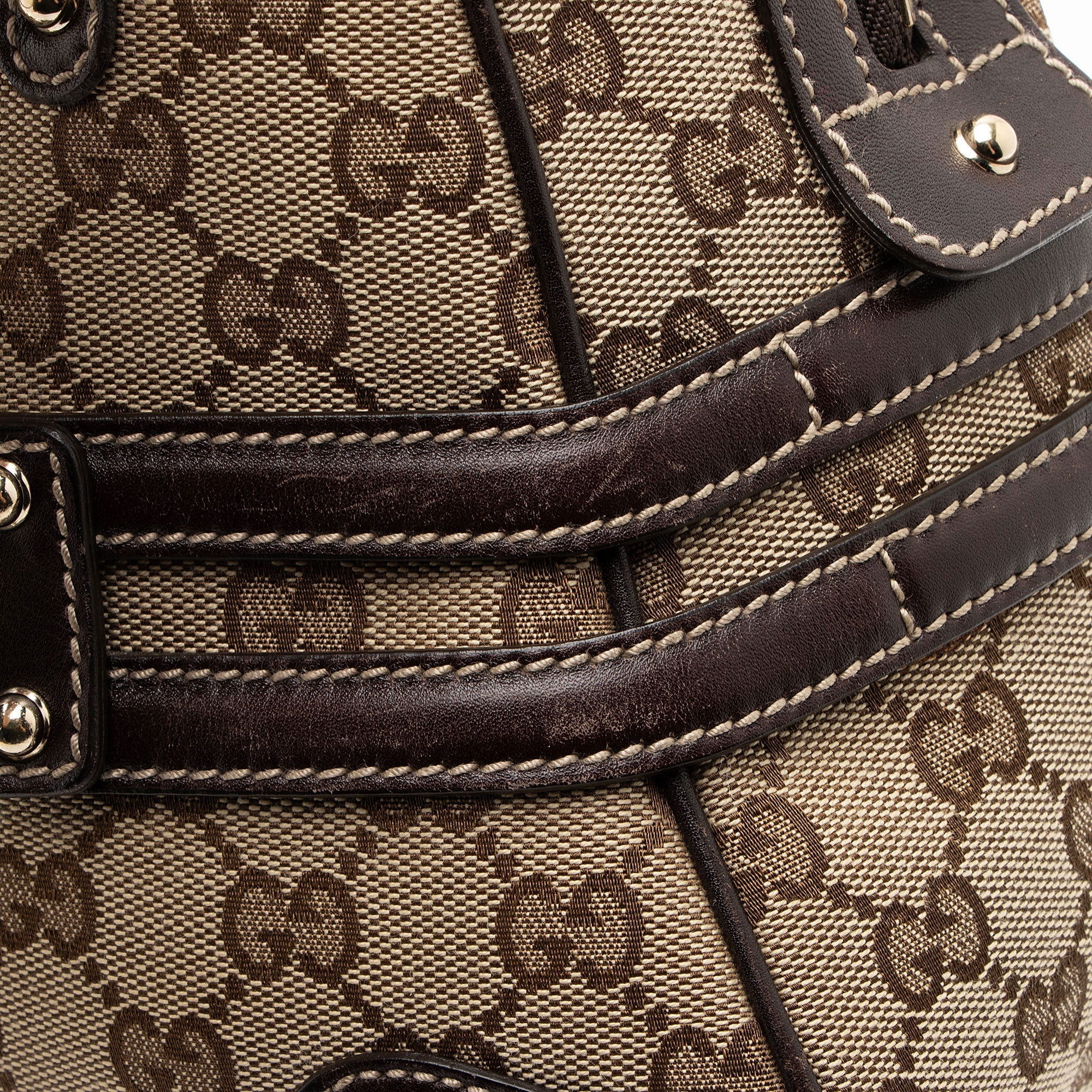 Gucci GG Canvas Bamboo Horsebit Wave Satchel