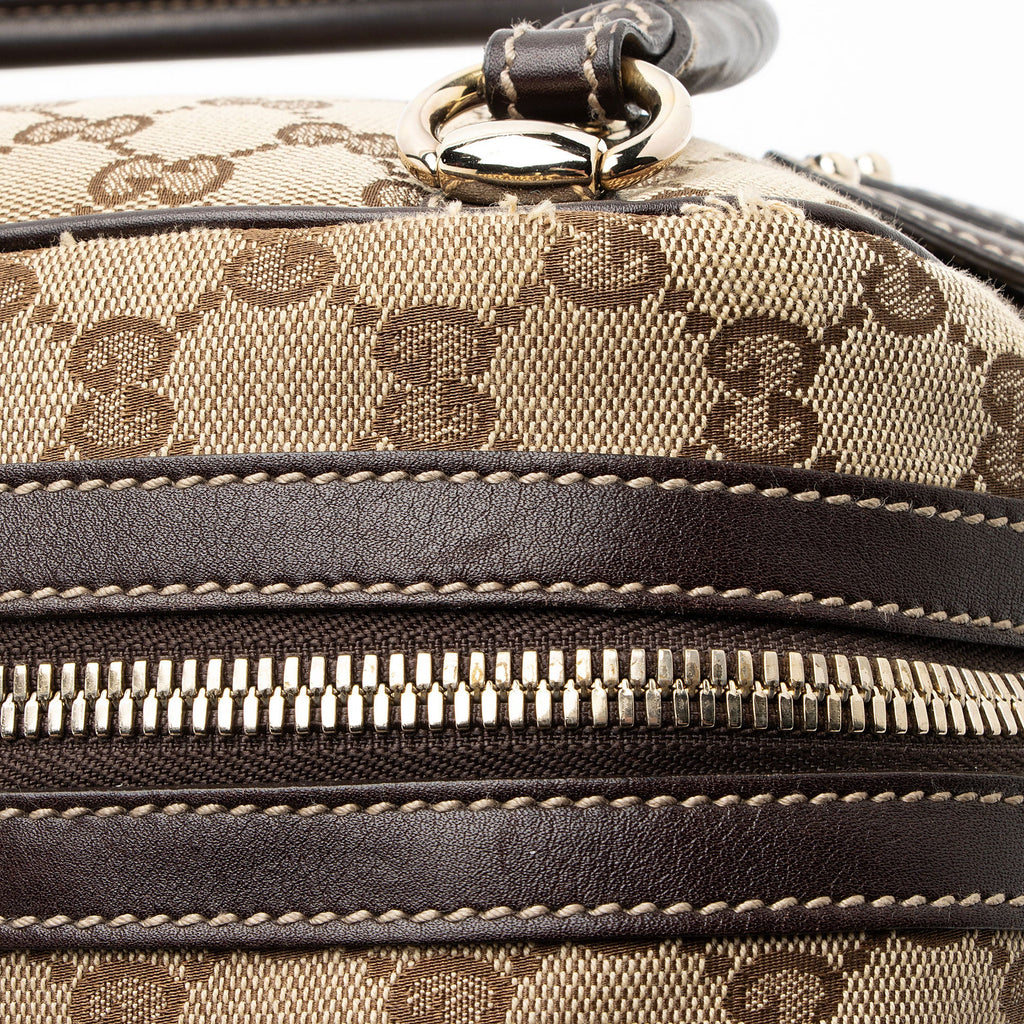 Gucci GG Canvas Bamboo Horsebit Wave Satchel