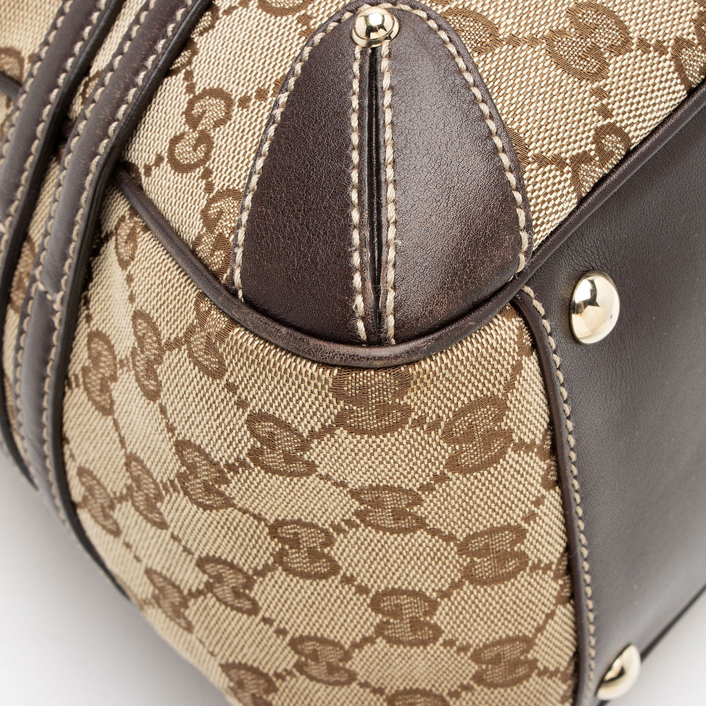 Gucci GG Canvas Bamboo Horsebit Wave Satchel