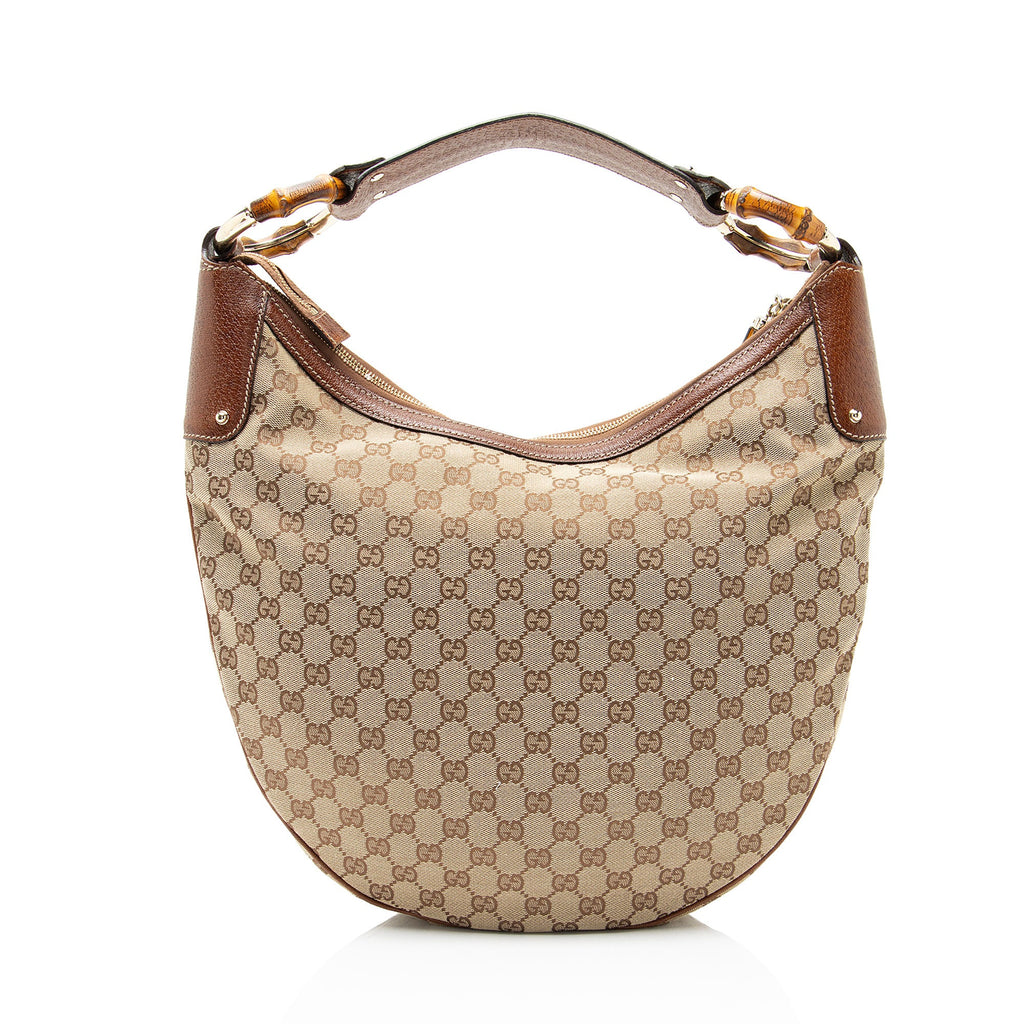 Gucci GG Canvas Bamboo Ring Large Hobo