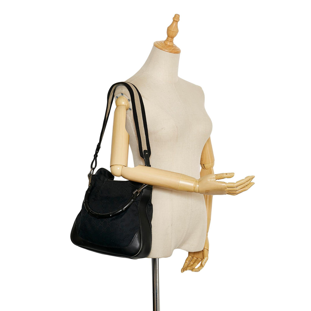 Gucci GG Canvas Bamboo Satchel (SHG-35630)