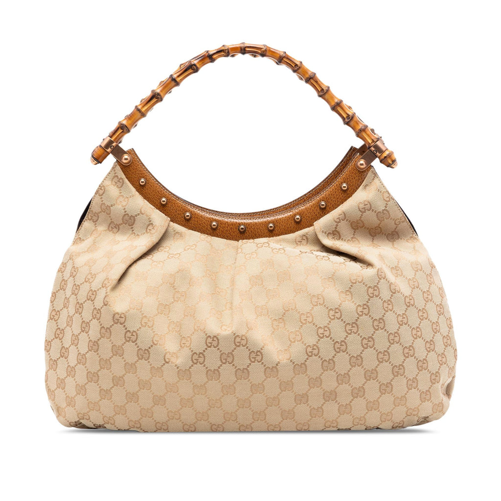 Gucci GG Canvas Bamboo Studded Hobo