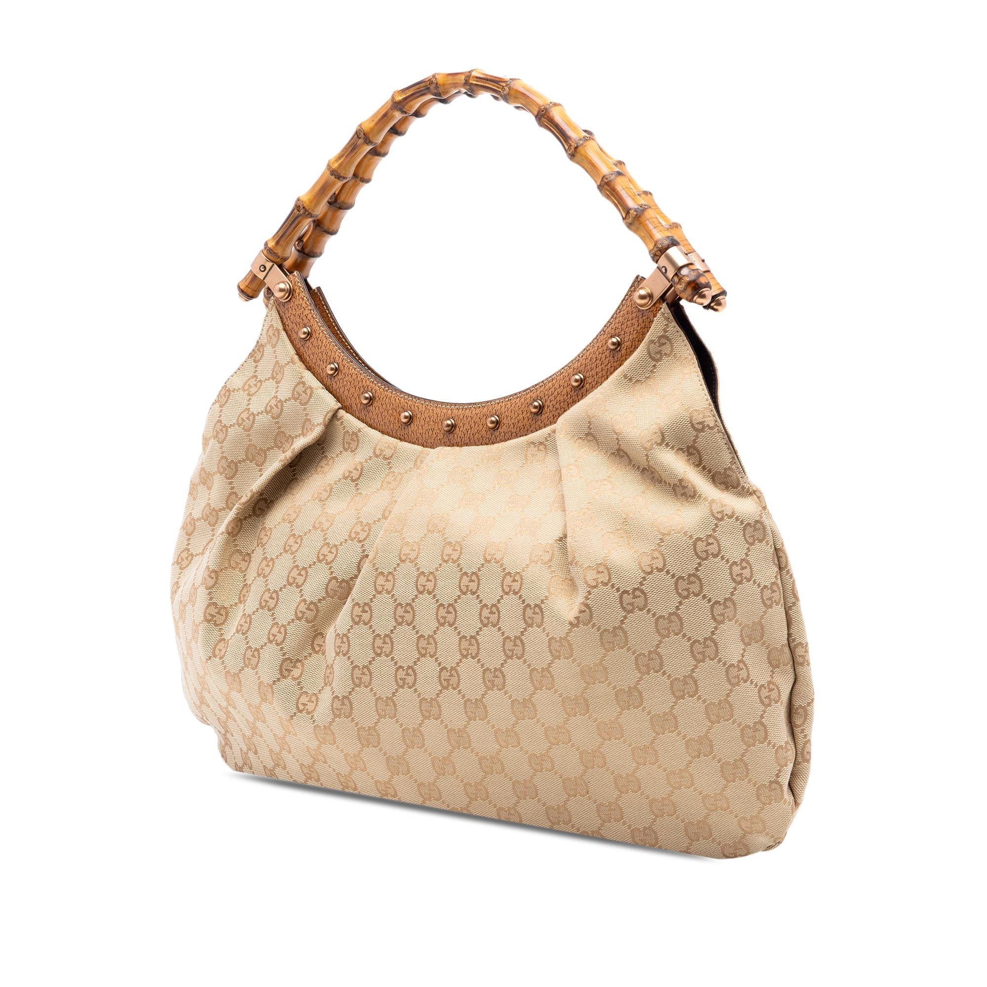 Gucci GG Canvas Bamboo Studded Hobo