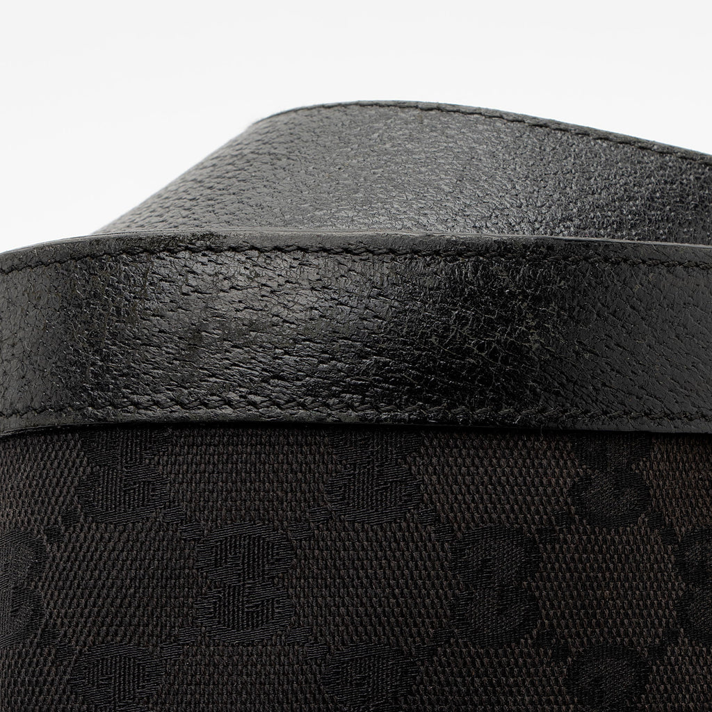 Gucci Leather Studded Web Bamboo Bullet Medium Satchel