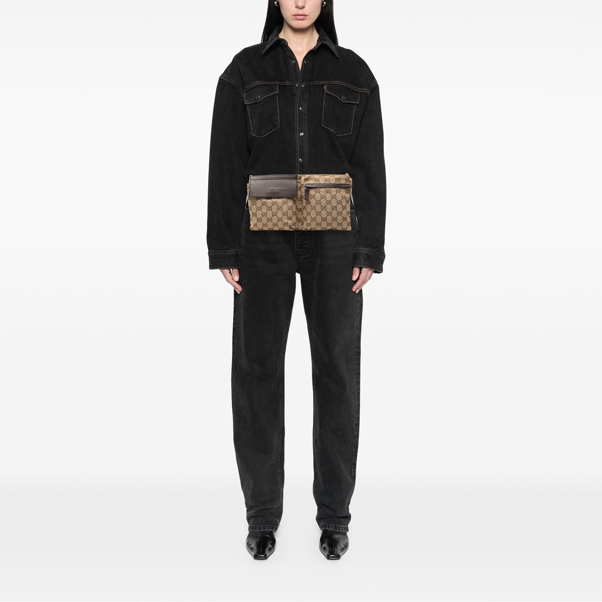 Gucci GG Canvas Double Pocket Belt Bag