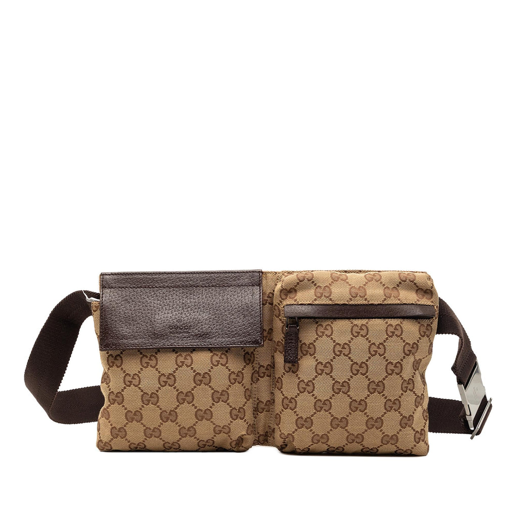 Gucci GG Canvas Double Pocket Belt Bag