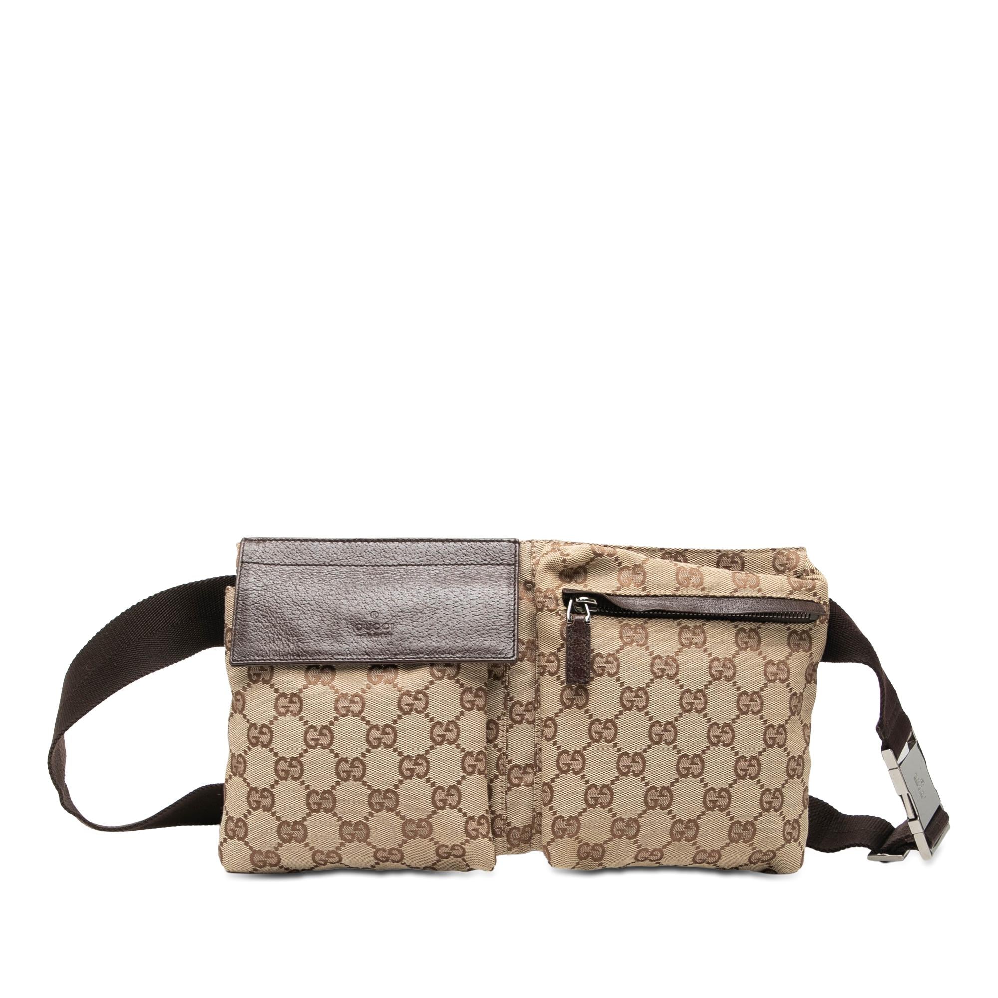Gucci GG Canvas Double Pocket Belt Bag