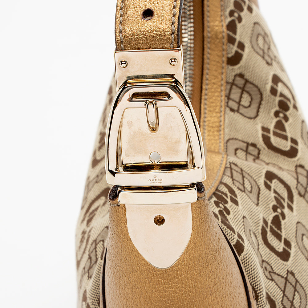 Gucci GG Canvas Horsebit Glam Hobo - FINAL SALE (SHF-14864)