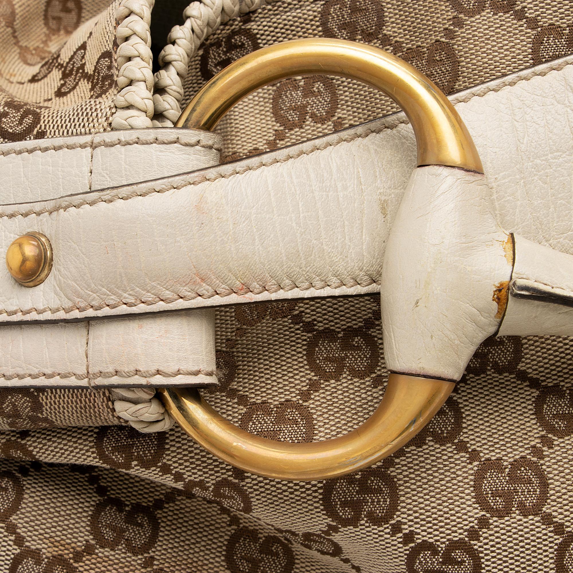 Gucci GG Canvas Horsebit Large Hobo - FINAL SALE (SHF-cqgUHp)