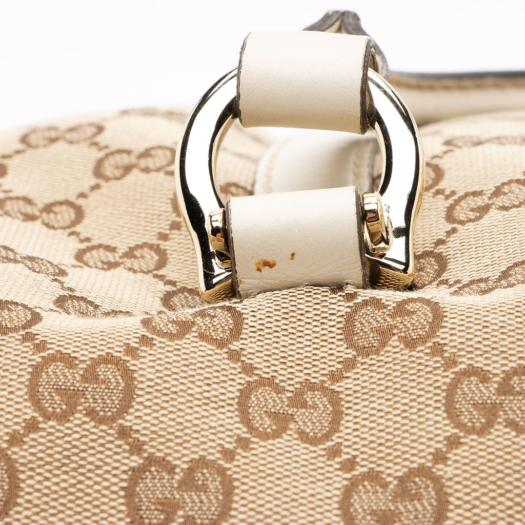 Gucci GG Canvas Horsebit Nailhead Medium Boston Bag