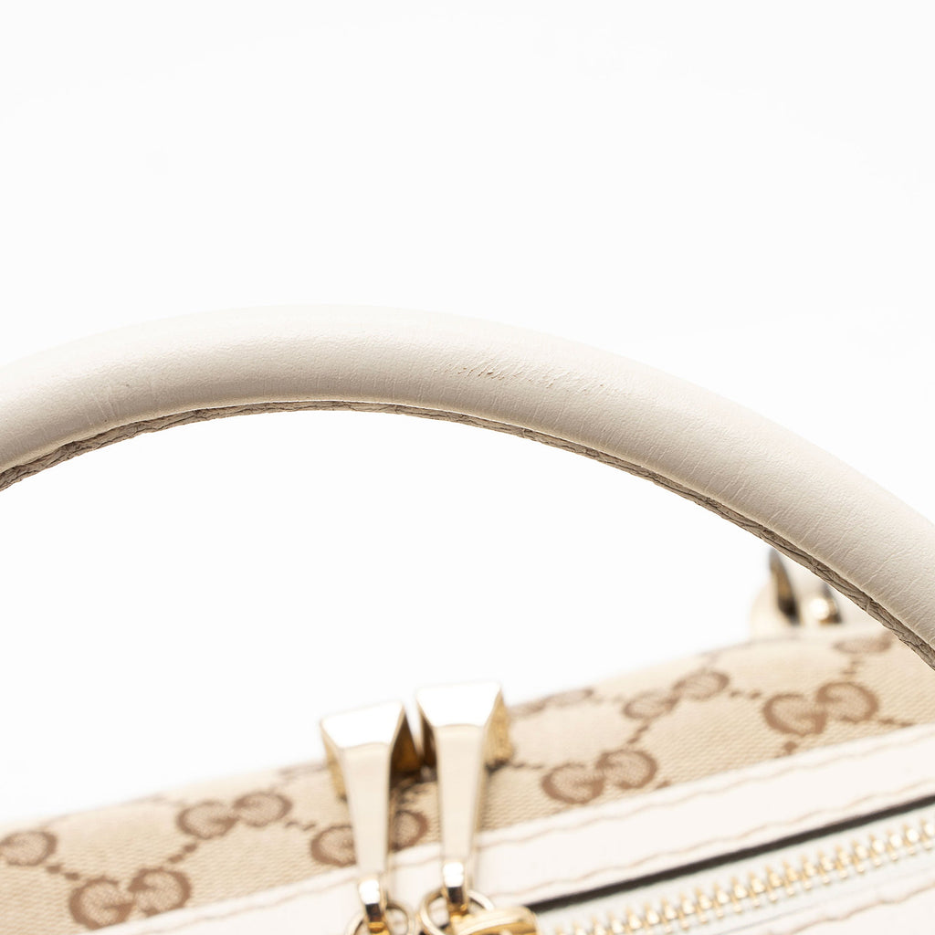 Gucci GG Canvas Horsebit Nailhead Medium Boston Bag