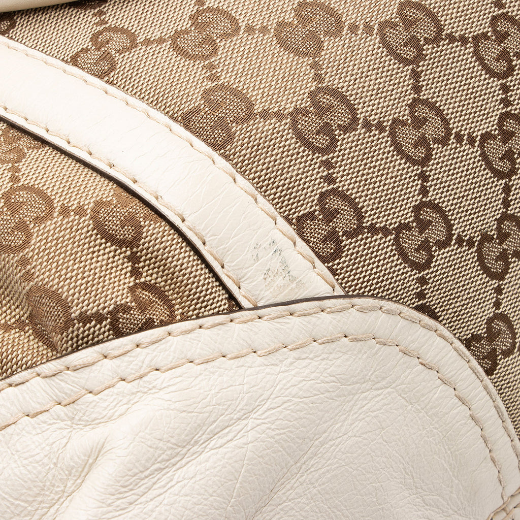 Gucci GG Canvas Horsebit Nailhead Medium Boston Bag