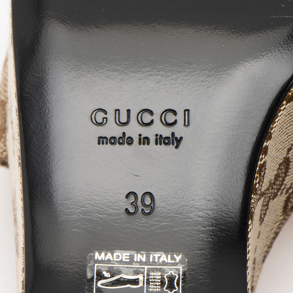 Gucci GG Canvas Horsebit Platform Sandals - Size 9 / 39