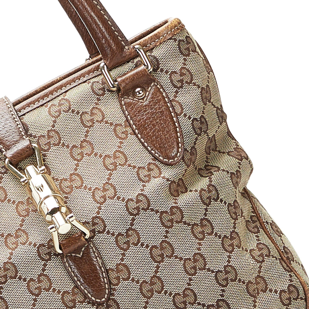 Gucci GG Canvas Jackie Piston Lock Handbag (SHG-oonzW2)